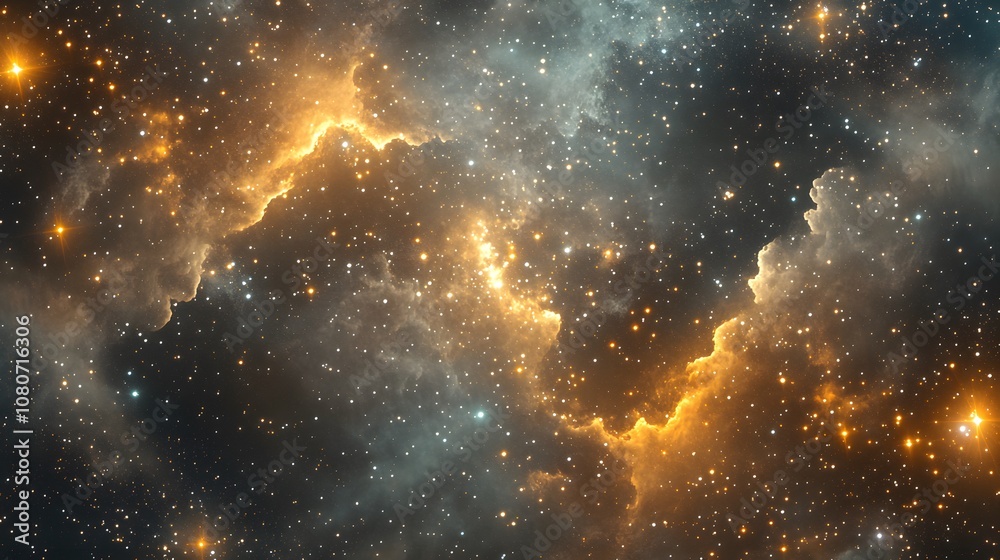 Poster An abstract digital piece with layered stars of different sizes and textures, creating a three-dimensional effect against a deep space backdrop. Cinematic Scene, 4k resolution, cinematic scene