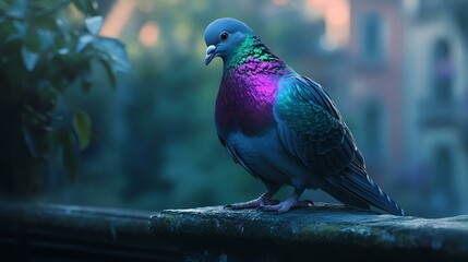 Obraz premium Pigeons with beautifully colored feathers