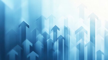 Fototapeta premium Abstract blue background featuring upward arrows, symbolizing growth, progress, and positive momentum in a modern design.