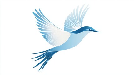 Obraz premium Graceful bird silhouette in mid-flight, slightly tilted, clean on a white background, ideal for branding.