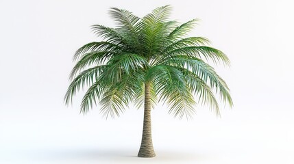 High-quality silhouette of a palm tree with long, flowing fronds on a white background, capturing a tropical feel.
