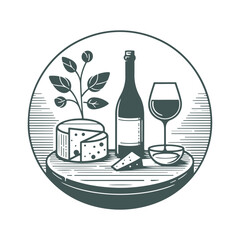 Cheese on a Cutting Board Silhouette Vector Design Illustration