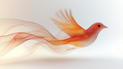 Obraz premium Modern bird logo with flowing lines and a dynamic wing position, clear and crisp on a white background for branding applications.