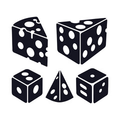 A Set of Cheese slices Silhouette Vector Design Illustration