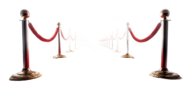 Red carpet and velvet ropes on a transparent background. isolated background. - Powered by Adobe