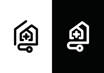 Health house brand logo symbol icon. health consultant logo with stethoscope in simple home design