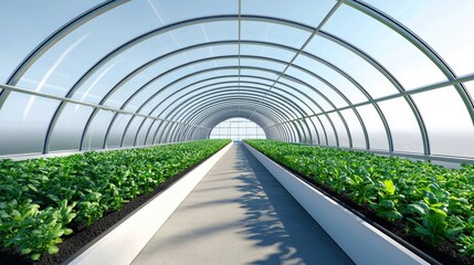 Smart greenhouse with climate control system, maintaining ideal growing conditions, tech-integrated