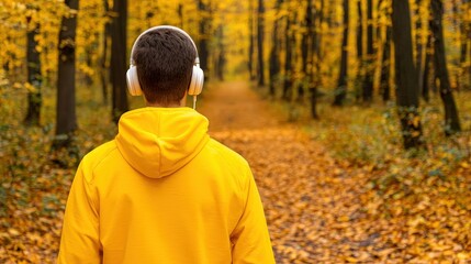 Runner listening to motivational playlist, gearing up for marathon training, focused on distance