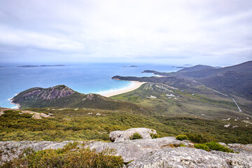 Panoramic View of Norman Beach and Hills in Wilsons Promontory of Australia