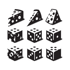 A Set of Cheese slices Silhouette Vector Design Illustration