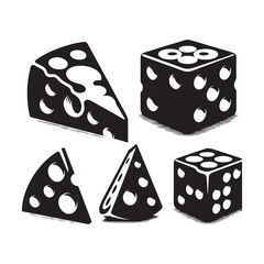 A Set of Cheese slices Silhouette Vector Design Illustration