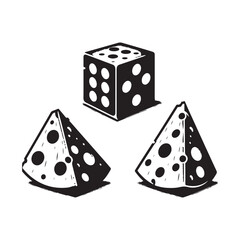 A Set of Cheese slices Silhouette Vector Design Illustration