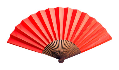 Red Chinese paper folding fan isolated on a white background