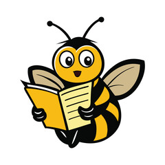 A cute honey bee mascot logo with glasses, featuring a cheerful expression and a vibrant, friendly design. Ideal for brands, with bright colors, clear outlines, and a playful vibe. Vector format.