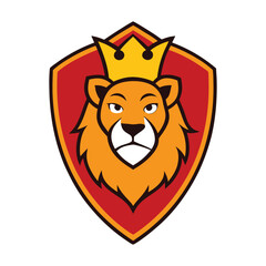 A bold golden lion mascot logo vector featuring a fierce lion's head with a thick mane, symbolizing strength and royalty. Clean lines and striking gold tones for versatile branding.