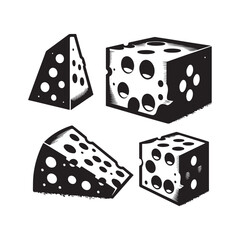 A Set of Cheese slices Silhouette Vector Design Illustration