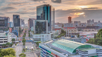 Naklejka premium Sunset over Old Hill Street Police Station historic building in Singapore timelapse.