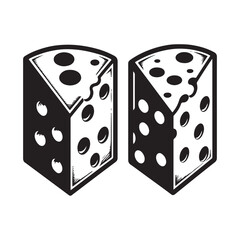 A Set of Cheese slices Silhouette Vector Design Illustration