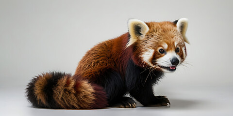 Obraz premium Cute Red Panda Animal lying on the white background Created with geenerative AI