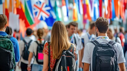 International education fair with representatives from universities worldwide, global mobility in education