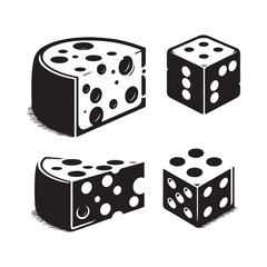 A Set of Cheese slices Silhouette Vector Design Illustration