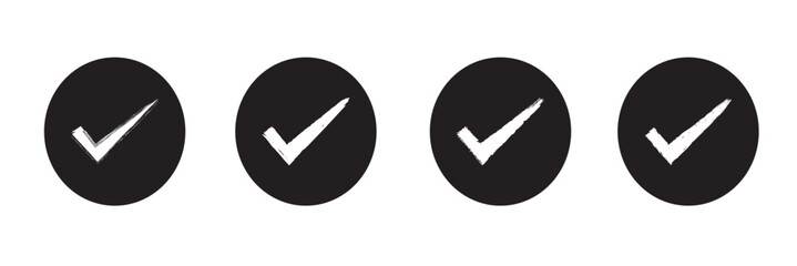 Check box icon with correct, accept checkmark icons tick box checked. Check mark icon symbols vector.