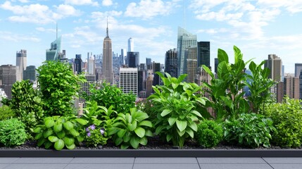 Fototapeta premium Building urban rooftop gardens illustration garden roof, city landscape, ecology environment 54
