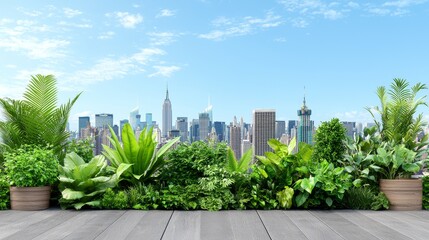 Fototapeta premium In this illustration, you will see a garden roof, a city landscape, an ecology environment, and building urban rooftop gardens 54