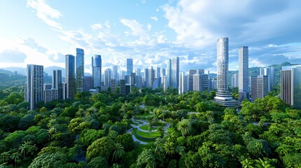 Fototapeta premium Imagine a cityscape powered entirely by clean renewable energy sources in the future