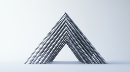 A geometric arrangement of metallic triangular shapes on a light background.