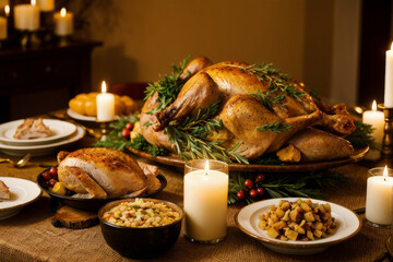 A festive Thanksgiving dinner table