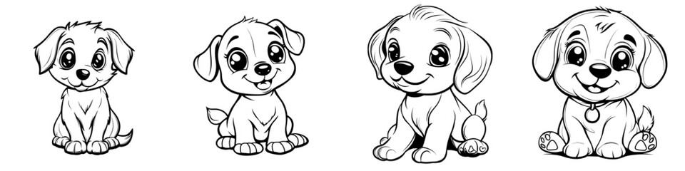 Obraz premium A simple line drawing of a sitting dog on a white background.