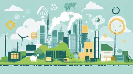 Obraz premium Industries are implementing energy-efficient practices to reduce waste and promote responsible production.