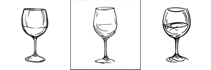 Obraz premium Flute. Icon. Modern drawing. One-line drawing depicting a continuous line of tableware for a liquid or beverage.