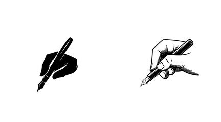 Symbol of a hand gripping a pen, in the form of a modern silhouette.