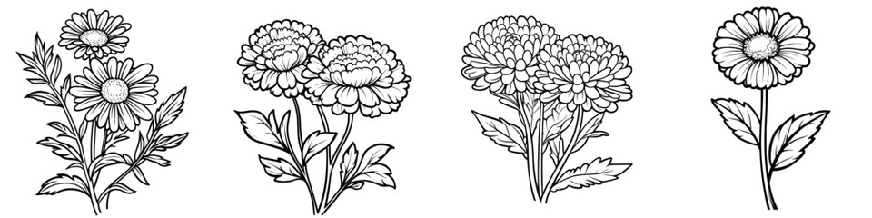 Flower doodle with doodles and line art in illustration style