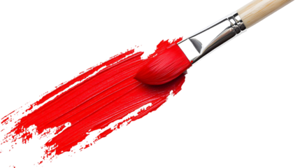 Red paintbrush on a transparent background. isolated background.