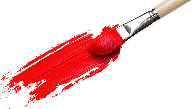 Red paintbrush on a transparent background. isolated background.