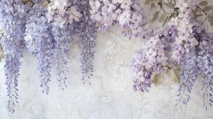 Soft lavender wisteria antique parchment wallpaper backdrop