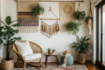 Cozy chic living space with rattan chairs