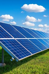 The landscape consists of solar panels, pastures, sunlight, renewable energy, and eco-friendly features