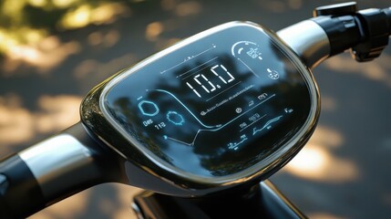 Obraz premium Scooter digital display clear readout and ambient light reflections