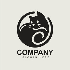 Black cat simple logo design