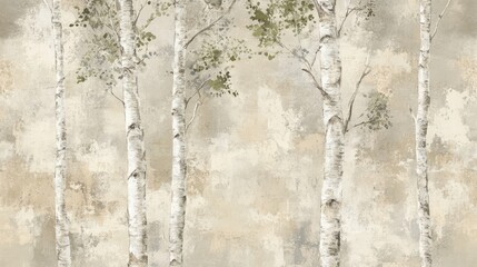 White birch trees gentle grunge texture for an aged elegant look