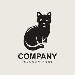 Black cat simple logo design