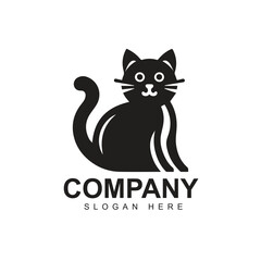 Black cat simple logo design