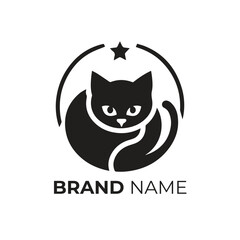 Black cat simple logo design