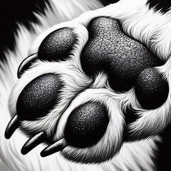 Black and White Dog Paw A dog's paw painted in black and white w