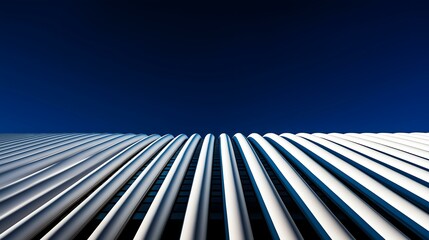 Modern architectural lines with a striking blue background, showcasing symmetry and sleek design elements.