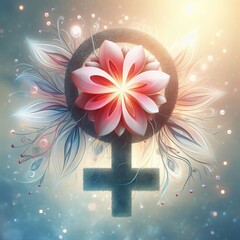 Obraz premium Blossom of Hope A flower with petals forming female symbols symb
